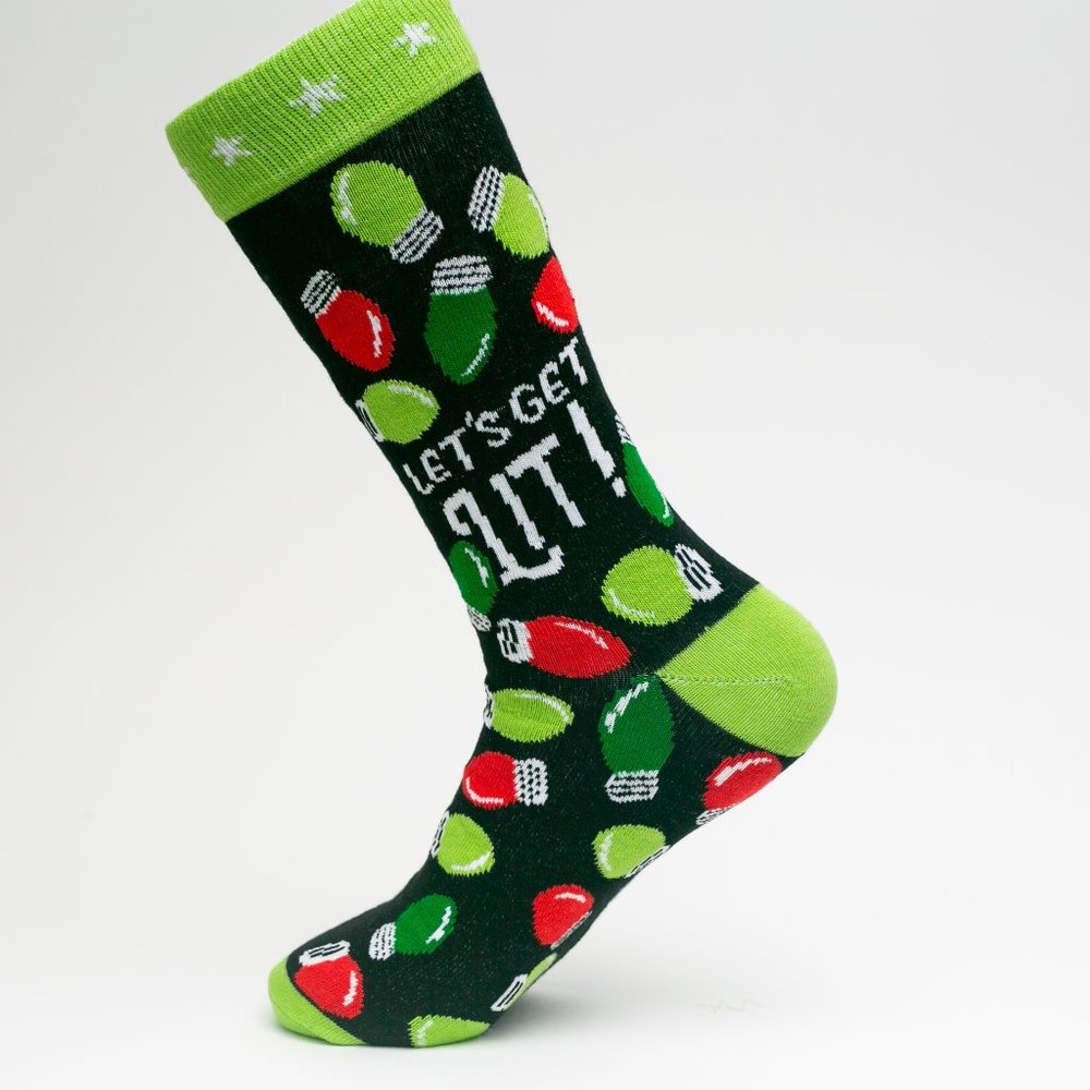 Let's Get Lit Themed Mid Calf Length Socks